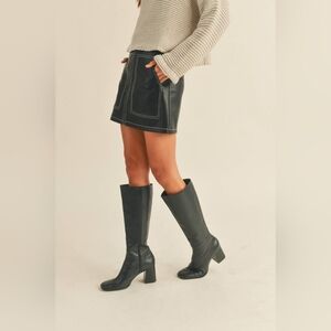 Stitch Detail Zip Skirt